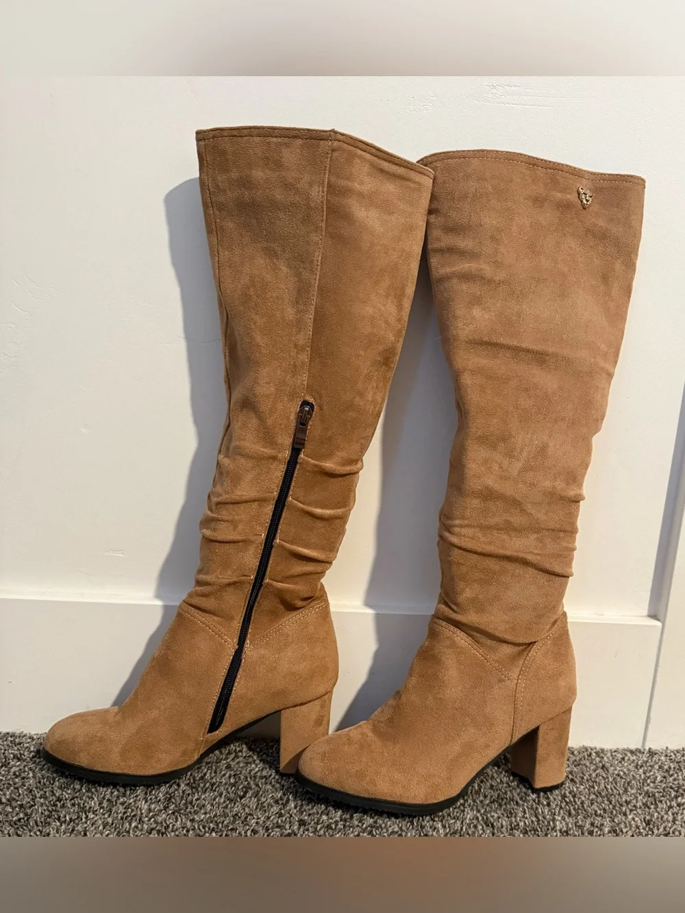 Women's Suede or similar Boots - Tan